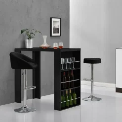 Table de Bar Bonn 3 Etagères 117 x 57 x 107 cm Noir en.casa