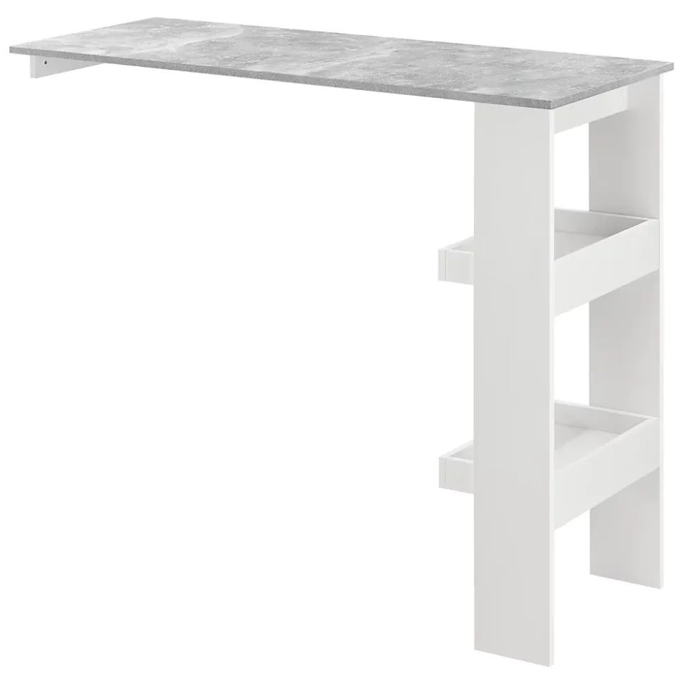 Table de Bar Bromölla 120 x 45 x 106 cm Effet Béton Blanc en.casa