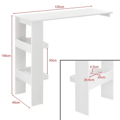 Table de Bar Bromölla 120 x 45 x 106 cm Blanc en.casa