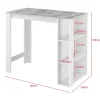 Table de Bar Danderyd 3 Etagères 120x60x106 cm Blanc Effet Béton en.casa