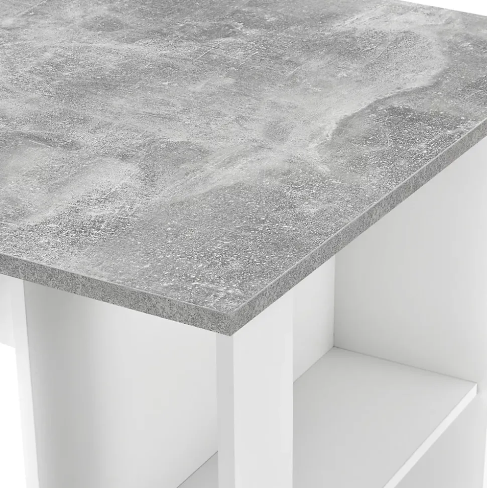 Table de Bar Danderyd 3 Etagères 120x60x106 cm Blanc Effet Béton en.casa