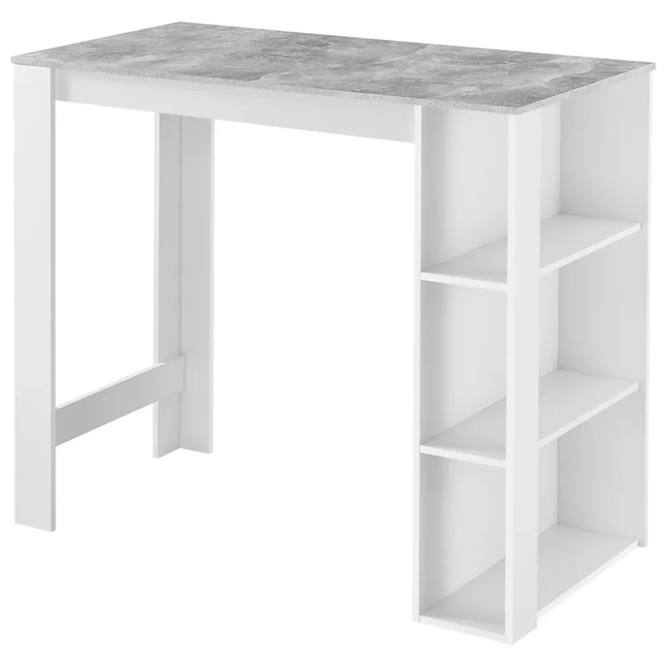 Table de Bar Danderyd 3 Etagères 120x60x106 cm Blanc Effet Béton en.casa
