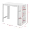 Table de Bar Danderyd 3 Etagères 120x60x106 cm Blanc en.casa