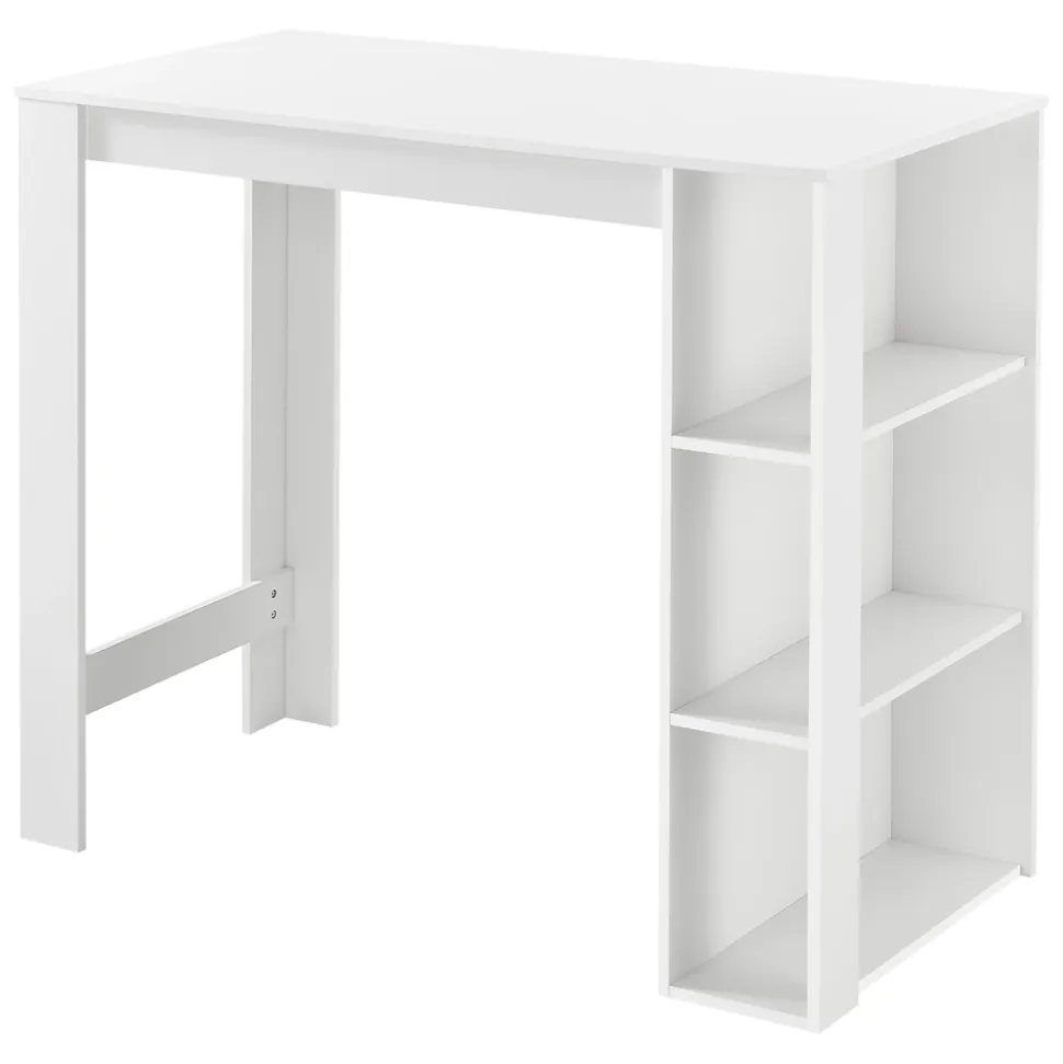 Table de Bar Danderyd 3 Etagères 120x60x106 cm Blanc en.casa