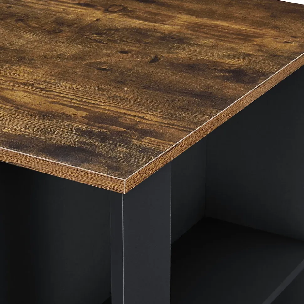 Table de Bar Danderyd 3 Etagères 120x60x106 cm Noir Chêne Foncé en.casa