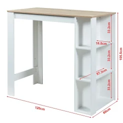 Table de Bar Danderyd 3 Étagères 120x60x106 cm Effet Chêne Blanc en.casa