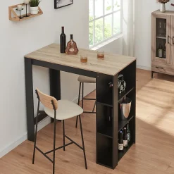 Table de Bar Danderyd 3 Étagères 120x60x106 cm Effet Chêne Noir en.casa