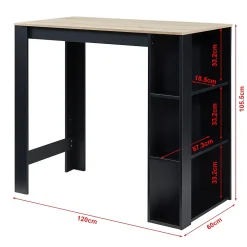 Table de Bar Danderyd 3 Étagères 120x60x106 cm Effet Chêne Noir en.casa