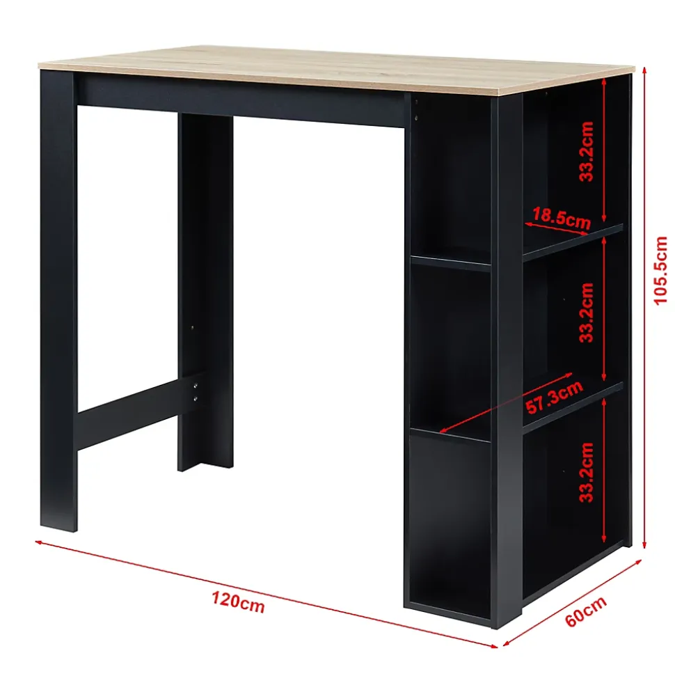 Table de Bar Danderyd 3 Étagères 120x60x106 cm Effet Chêne Noir en.casa