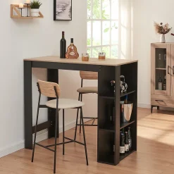 Table de Bar Danderyd 3 Étagères 120x60x106 cm Effet Chêne Noir en.casa