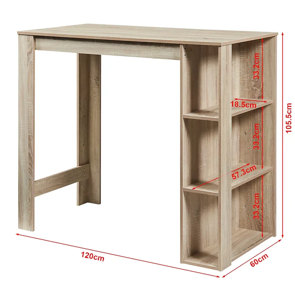 Table de Bar Danderyd 3 Étagères 120x60x106 cm Effet Chêne en.casa