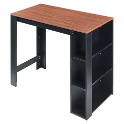 Table de Bar Danderyd 3 Étagères 120x60x106 cm Effet Noyer Noir en.casa