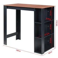 Table de Bar Danderyd 3 Étagères 120x60x106 cm Effet Noyer Noir en.casa