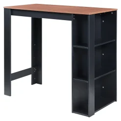 Table de Bar Danderyd 3 Étagères 120x60x106 cm Effet Noyer Noir en.casa