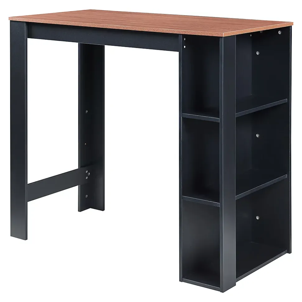 Table de Bar Danderyd 3 Étagères 120x60x106 cm Effet Noyer Noir en.casa