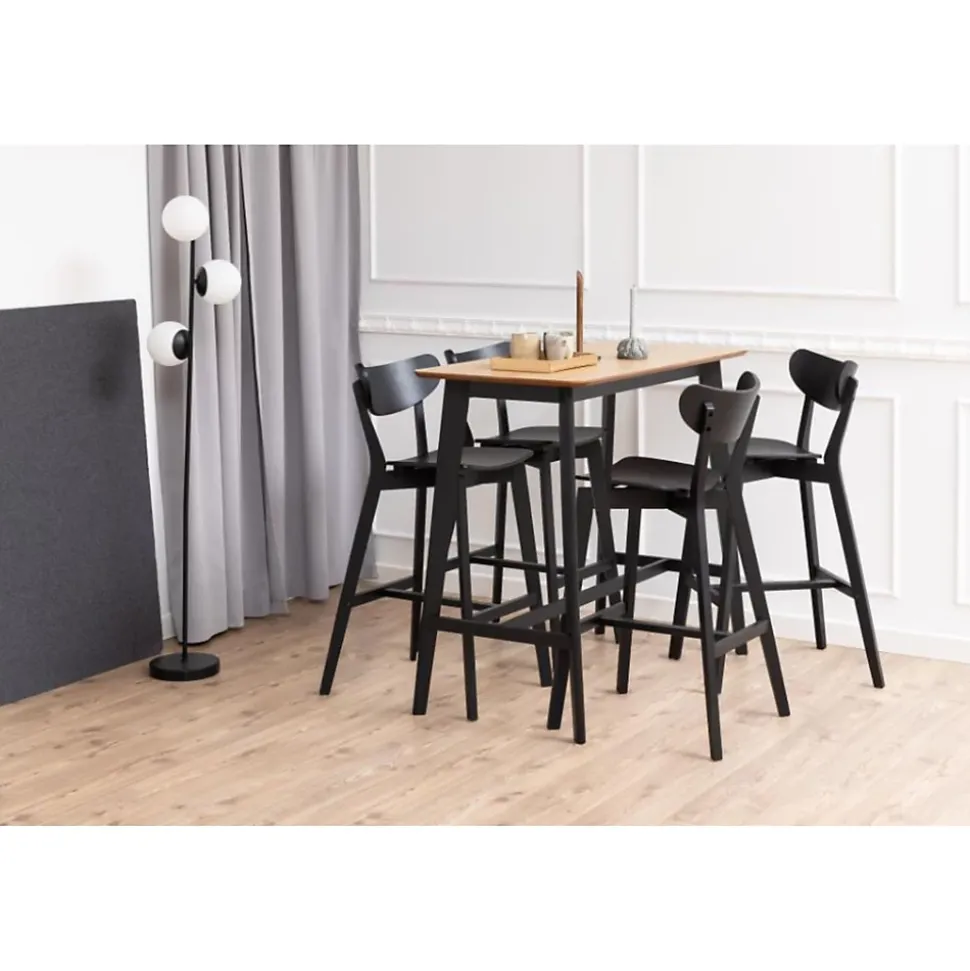 Table de bar et 4 tabourets de bar scandinaves en bois - LETA