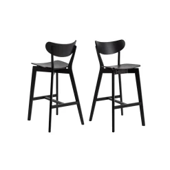 Table de bar et 4 tabourets de bar scandinaves en bois - LETA