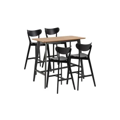 Table de bar et 4 tabourets de bar scandinaves en bois - LETA
