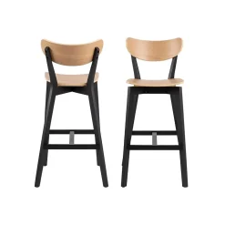 Table de bar et 4 tabourets de bar scandinaves en bois - LETA