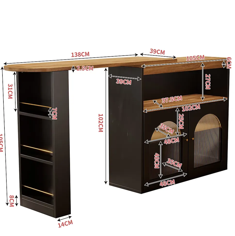 Table de Bar Extensible - Table Haute avec Rangements et LED, Table Pivotante Moderne pour Salle à Manger, 138-193x39x105 cm, Noir
