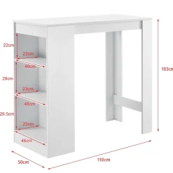 Table de Bar Kouvola 110 x 50 x 103 cm Blanc en.casa