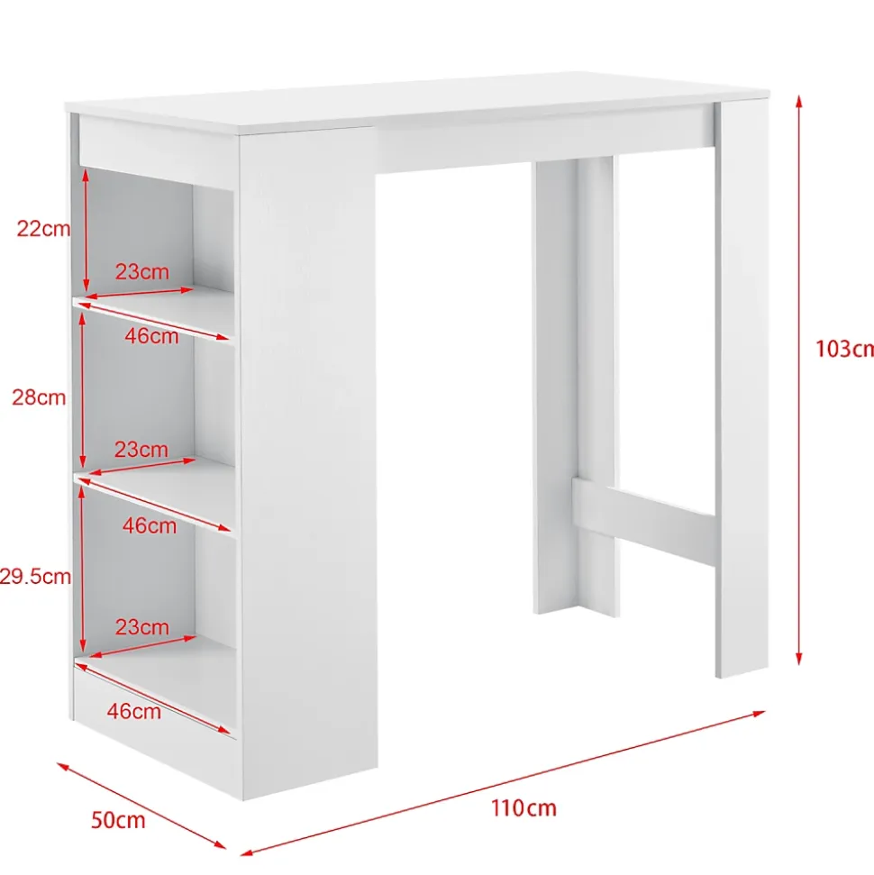 Table de Bar Kouvola 110 x 50 x 103 cm Blanc en.casa