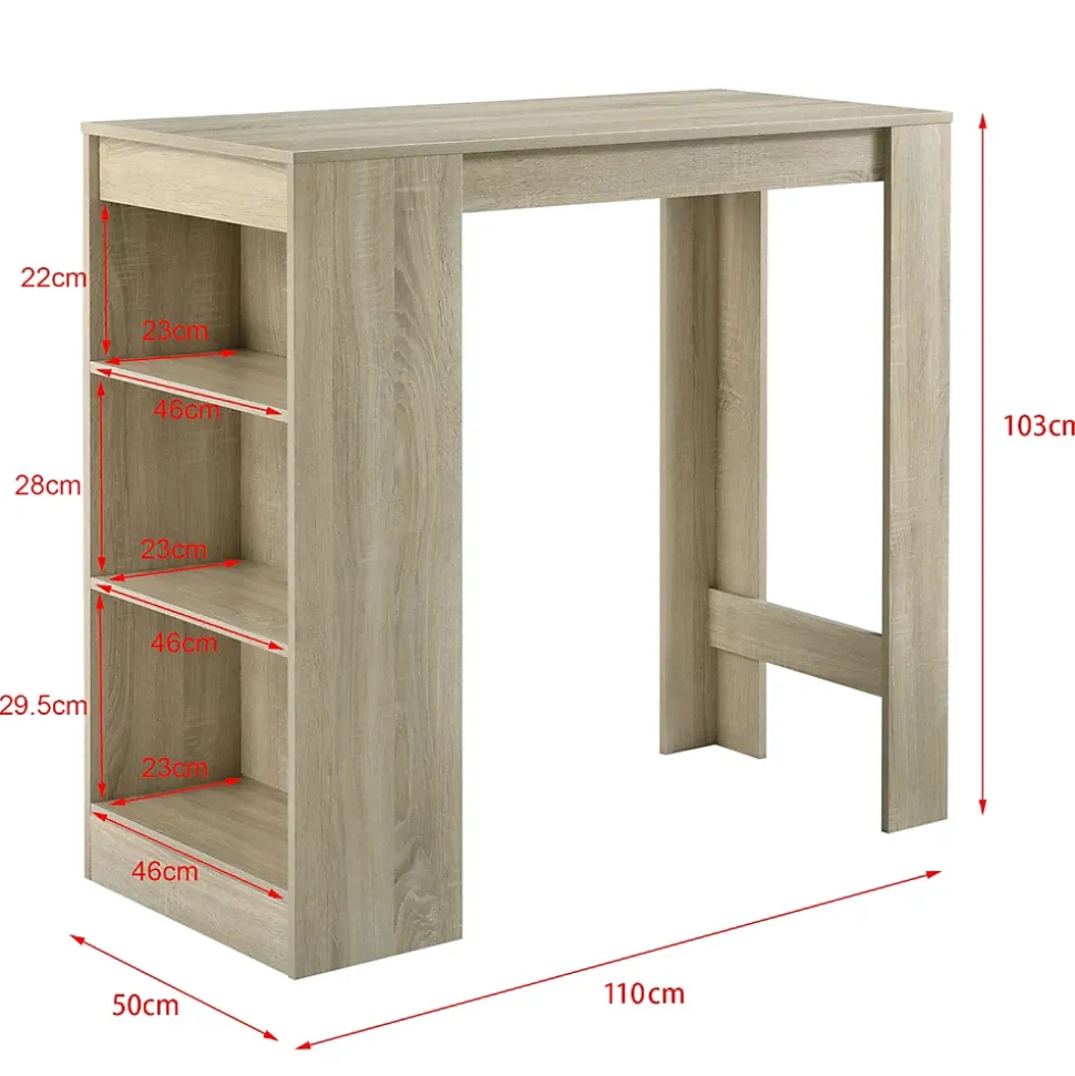 Table de Bar Kouvola 110 x 50 x 103 cm Effet Chêne en.casa