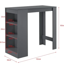 Table de Bar Kouvola 110 x 50 x 103 cm Gris foncé en.casa