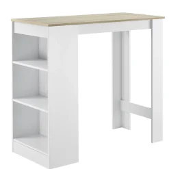 Table de Bar Kouvola 110 x 50 x 103 cm Blanc Effet Chêne en.casa
