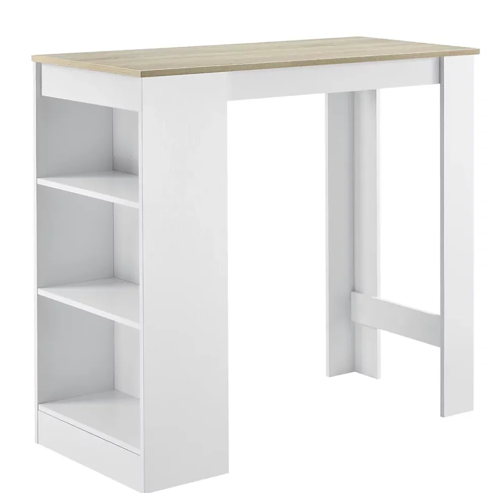 Table de Bar Kouvola 110 x 50 x 103 cm Blanc Effet Chêne en.casa
