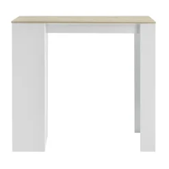 Table de Bar Kouvola 110 x 50 x 103 cm Blanc Effet Chêne en.casa