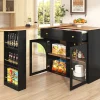 Table de Bar Pivotante - Meuble de Rangement Moderne - à Complète Rotatif, 3 Étagères Latérales, MDF - Noir, 138-204x39x104 cm