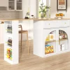 Table de Bar Pivotante - Meuble de Rangement Moderne - à Complète Rotatif, 3 Étagères Latérales, MDF - Blanc, 138-204x39x104 cm