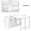 Table de Bar Pivotante avec Rangements Intégrés,Transformable en Table à Manger, Portes Vitrées - Blanc - 121x40x74.8 cm