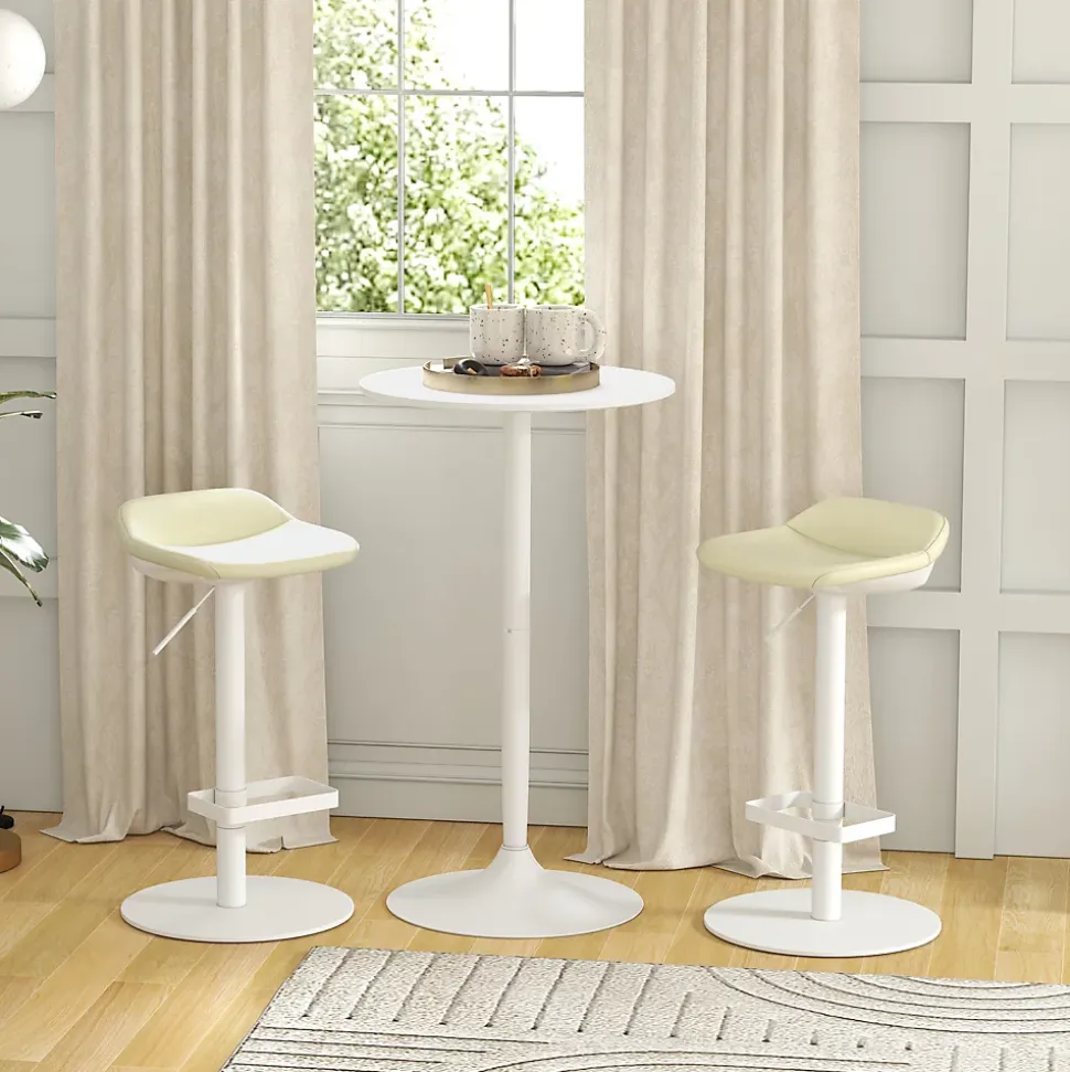 Table de bar ronde 60 cm réglable en hauteur - Blanc