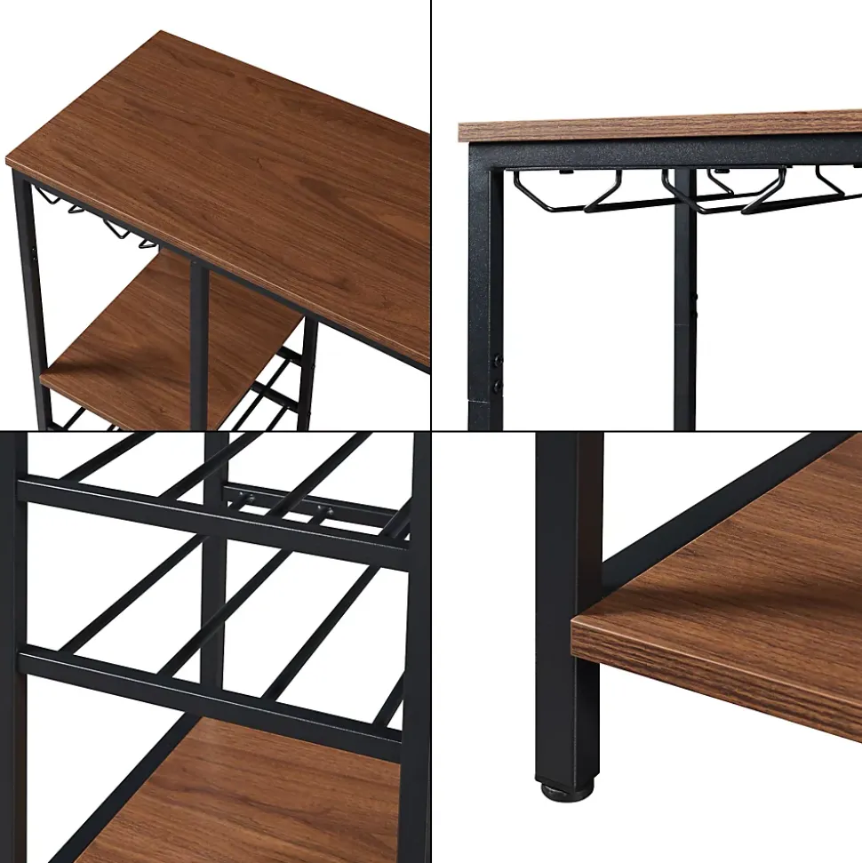 Table de bar Stjoordal 120 x 40 x 105 cm noir effet noyer en.casa