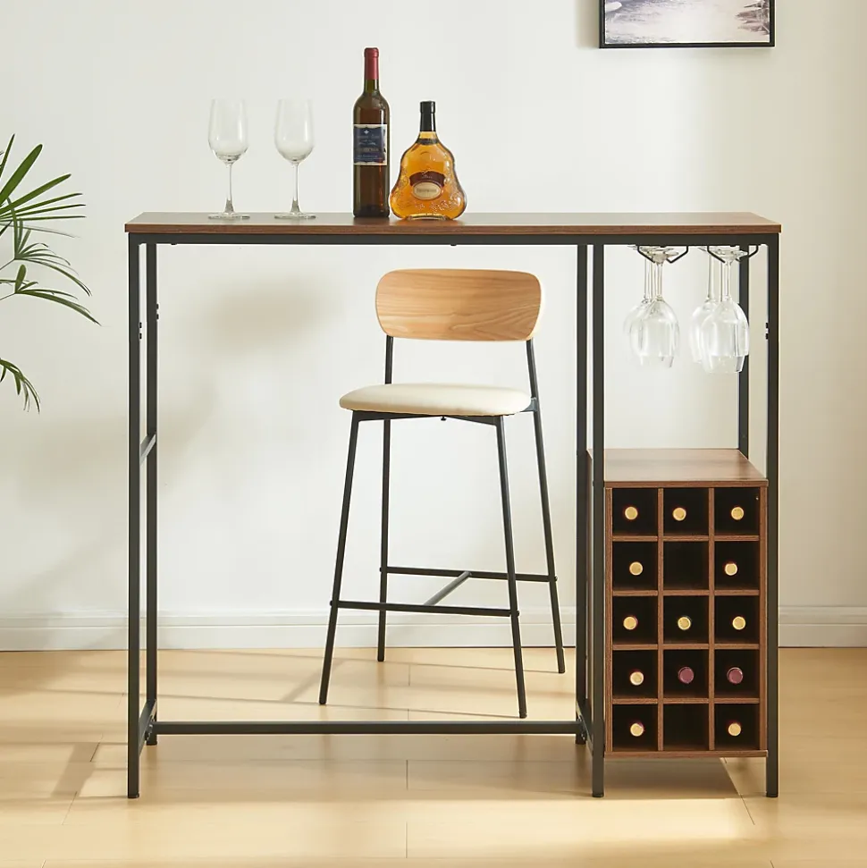 Table de bar Troondelag 120 x 40 x 105 cm noir effet noyer en.casa
