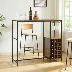 Table de bar Troondelag 120 x 40 x 105 cm noir effet noyer en.casa