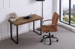 Table de bureau en bois coloris chêne américain / pieds noir - Longueur 120 x profondeur 60 x hauteur 73 cm