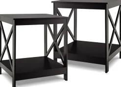 Table de Chevet à 2 Niveaux 48x45x48CM,Charge 20KG Style Moderne avec Conception en X,pour Chambre/Salon,Café