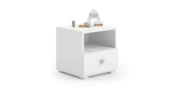 Table de chevet Emi blanc, poignée grise
