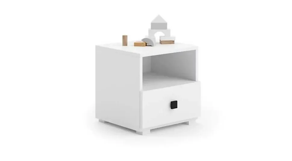 Table de chevet Emi blanc, poignée noire