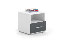 Table de chevet Emi blanc gris
