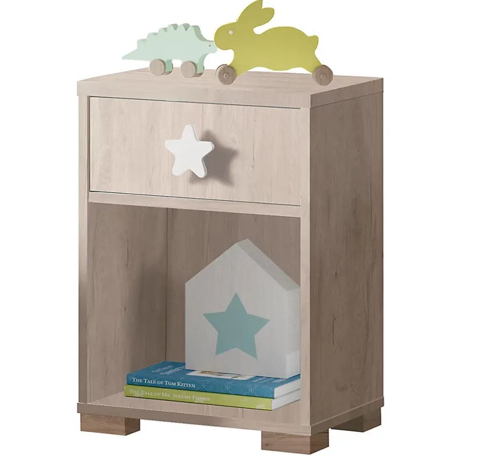 Table de chevet enfant / Table de nuit coloris effet bois - Hauteur 56 x Longueur 40 x Profondeur 33 cm