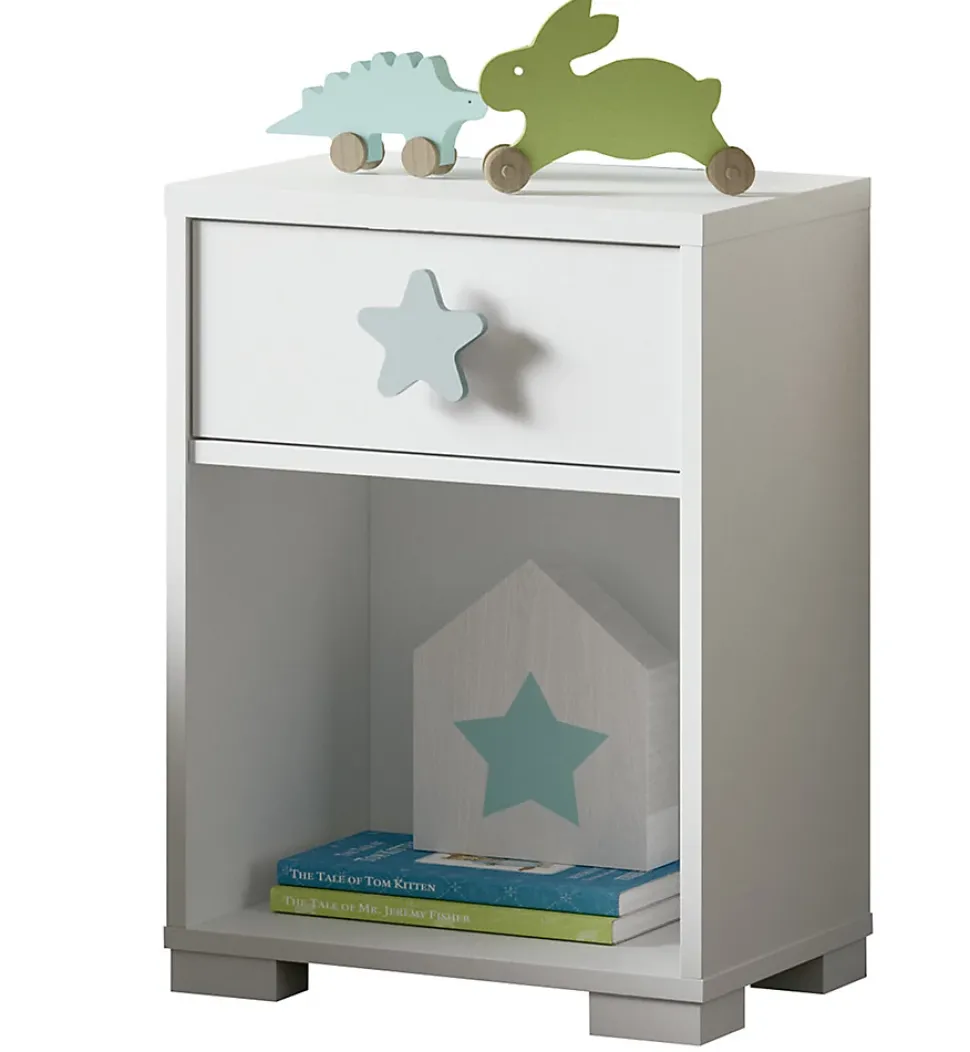 Table de chevet enfant / Table de nuit coloris blanc - Hauteur 56 x Longueur 40 x Profondeur 33 cm