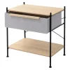 Table de chevet ML-Design avec tiroir en tissu gris structure en métal plateau et étagère en bois