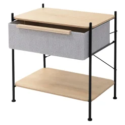 Table de chevet ML-Design avec tiroir en tissu gris structure en métal plateau et étagère en bois
