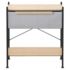 Table de chevet ML-Design avec tiroir en tissu gris structure en métal plateau et étagère en bois