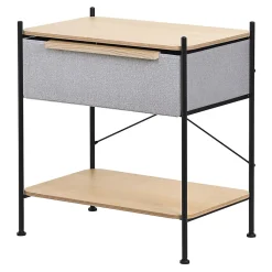 Table de chevet ML-Design avec tiroir en tissu gris structure en métal plateau et étagère en bois