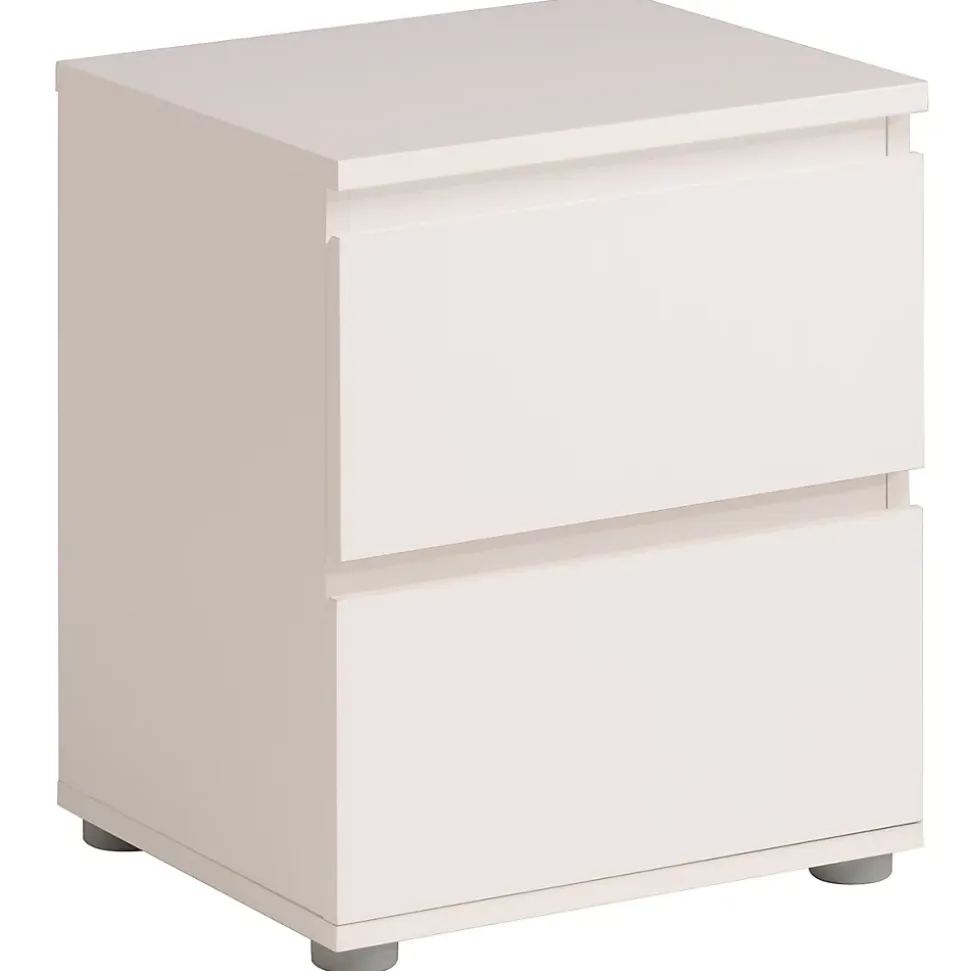 Table de chevet sur pieds 2 tiroirs blanc l. 39,8 x H. 47,6 x P. 32,8 cm Neo
